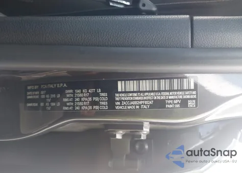 2017 Jeep Renegade Latitude Fwd from USA, damaged, VIN ZACCJABB2HPF85247